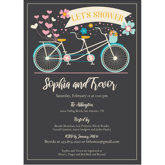 Bicycle for Two Shower Invitations